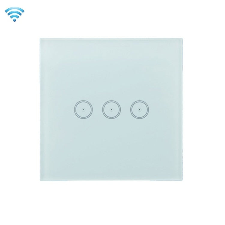 Wifi Wall Touch Panel Switch Voice Control Mobile Phone Remote Control, Model: White 3 Gang (Zero Firewire Wifi) - Smart Switch by buy2fix | Online Shopping UK | buy2fix