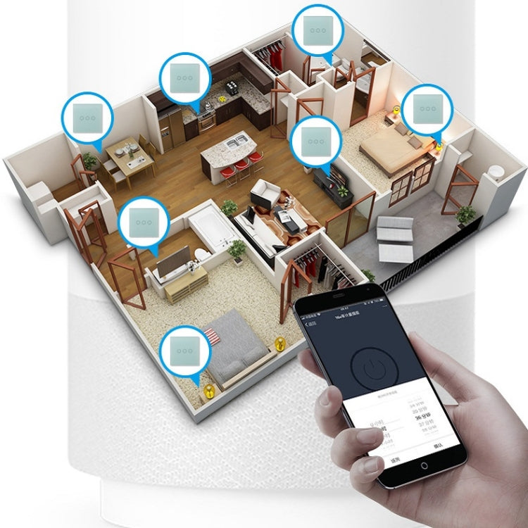Wifi Wall Touch Panel Switch Voice Control Mobile Phone Remote Control, Model: White 3 Gang (Zero Firewire Wifi) - Smart Switch by buy2fix | Online Shopping UK | buy2fix