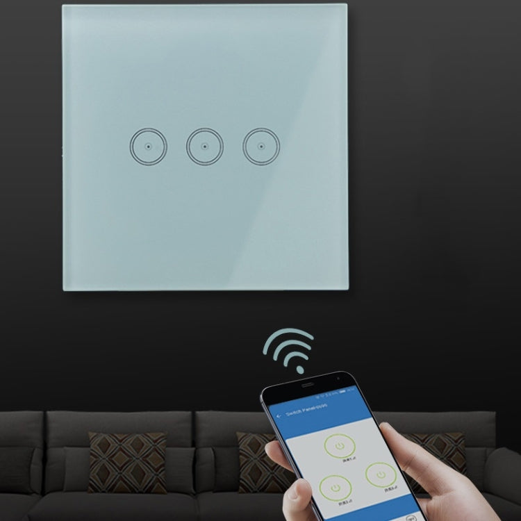 Wifi Wall Touch Panel Switch Voice Control Mobile Phone Remote Control, Model: White 3 Gang (Zero Firewire Wifi) - Smart Switch by buy2fix | Online Shopping UK | buy2fix