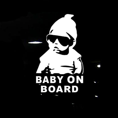20pcs 14*9CM BABY ON BOARD Cool Rear Reflective Sunglasses Child Car Stickers Warning Decals(Silver) by buy2fix