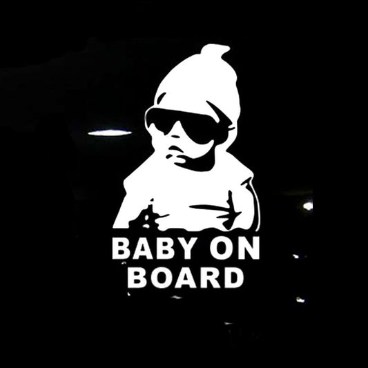 20pcs 14*9CM BABY ON BOARD Cool Rear Reflective Sunglasses Child Car Stickers Warning Decals(Silver) by buy2fix