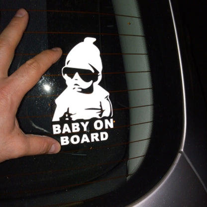20pcs 14*9CM BABY ON BOARD Cool Rear Reflective Sunglasses Child Car Stickers Warning Decals(Silver) by buy2fix