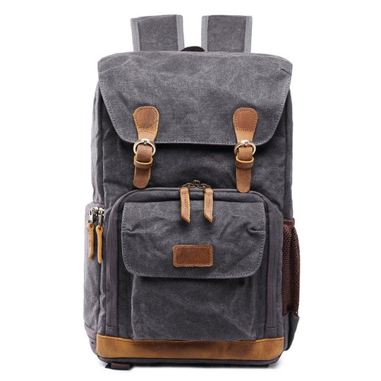Batik Canvas Waterproof Photography Bag Outdoor Wear-resistant Large Camera Photo Backpack Men for Nikon / Canon / Sony / Fujifilm(Black Gray)