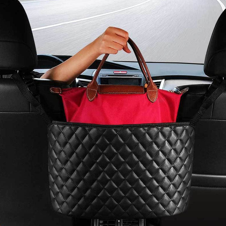 Car Storage Net Pocket Between Two Seats Storage Bag Universal Car Screen Suspension Car Storage(Black) by buy2fix
