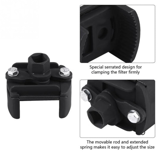 60mm-80mm Universal Cast Steel Adjustable 2 Jaw Oil Filter Wrench Fuel Remover Removal Tool Two-claw Cast Steel Filter Wrenches - Hand Tool Sets by buy2fix | Online Shopping UK | buy2fix