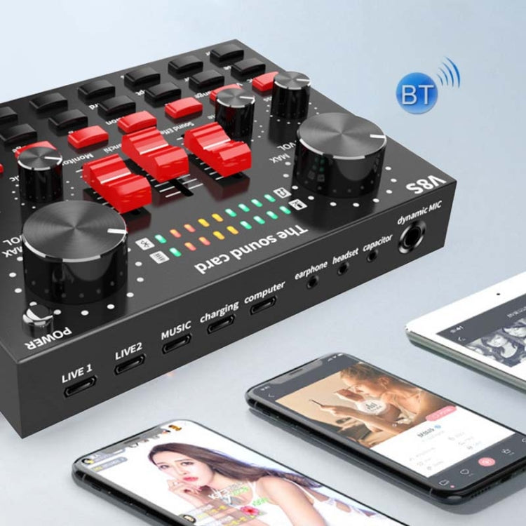 V8S Sound Card Mobile Phone Computer Anchor Live K Song Recording Microphone, Specification: English Version - Microphone by buy2fix | Online Shopping UK | buy2fix