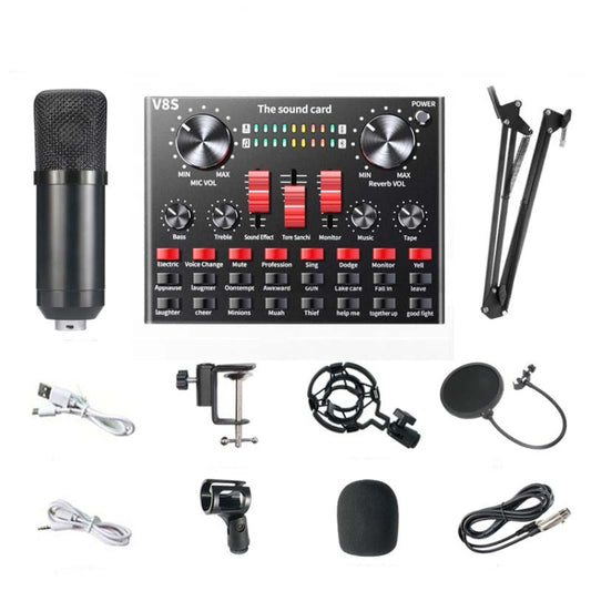 V8S Sound Card Mobile Phone Computer Anchor Live K Song Recording Microphone, Specification:V8S  + Black Bet BM700 Set - Microphone by buy2fix | Online Shopping UK | buy2fix