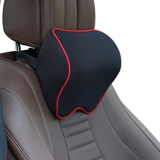 Car Headrest Pillow Neck Pillow Car Memory Foam Cervical Pillow Interior Supplies(Black Red Edge) by buy2fix
