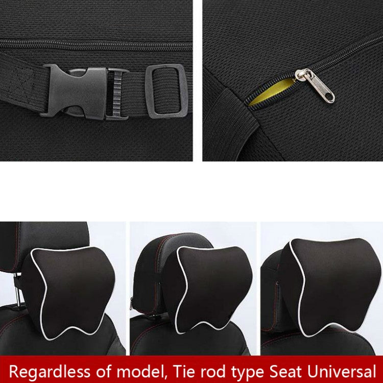 Car Headrest Pillow Neck Pillow Car Memory Foam Cervical Pillow Interior Supplies(Black Red Edge) by buy2fix