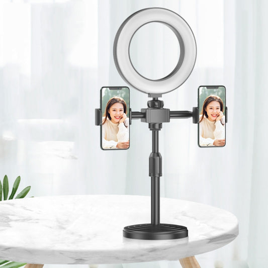 2 PCS Desktop Universal Retractable Multifunctional Mobile Phone Live Broadcast Stand, Specification: Double Positions With Fill Light - Stand by buy2fix | Online Shopping UK | buy2fix