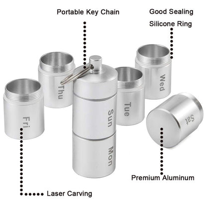 Sealed Waterproof 7 Days Split Aluminum Alloy Metal Pill Box - Pill Boxes by buy2fix | Online Shopping UK | buy2fix