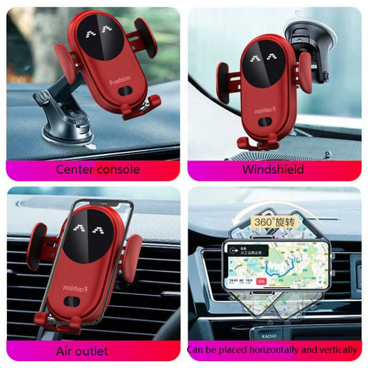 S11 Smart Infrared Sensor Car Wireless Charger, Colour: Yellow  (With Suction Cup Bracket) - Wireless Charger Holders by buy2fix | Online Shopping UK | buy2fix