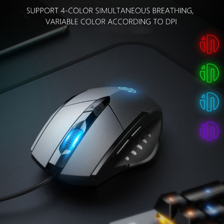 Inphic PW1 Game Mute Macro Definition Illuminated Wired Mouse, Cable Length: 1.5m(Black Game Version) - Wired Mice by Inphic | Online Shopping UK | buy2fix