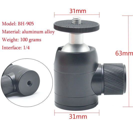 BH-905 Mini Desktop Aluminum Alloy Tripod Mini Ball Head 360 Degree Pan 90 Degree Tilt Tripod - Tripod Heads by buy2fix | Online Shopping UK | buy2fix