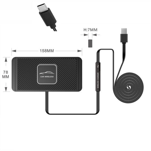 C1 15W TYPEC Interface Car Anti-slip Mat Wireless Charger(1m) - Wireless Charger Holders by buy2fix | Online Shopping UK | buy2fix