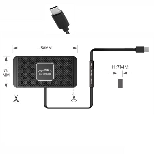 C1 15W TYPEC Interface Car Anti-slip Mat Wireless Charger(30cm) - Wireless Charger Holders by buy2fix | Online Shopping UK | buy2fix