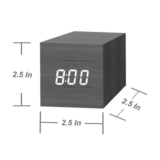 Multicolor Sounds Control Wooden Clock Modern Digital LED Desk Alarm Clock Thermometer Timer Black White - Alarm Clocks by buy2fix | Online Shopping UK | buy2fix