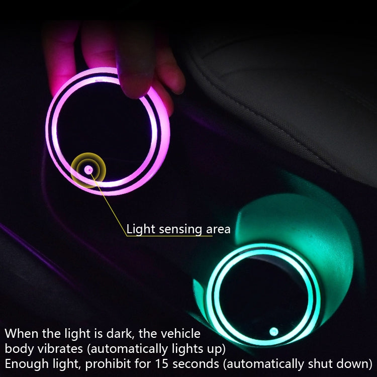 2 PCS Car LED Luminous Water Coaster Car Atmosphere Light USB Charging Non-Slip Coaster by buy2fix