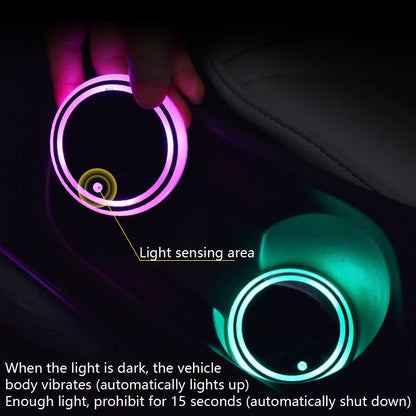 2 PCS Car LED Luminous Water Coaster Car Atmosphere Light USB Charging Non-Slip Coaster by buy2fix