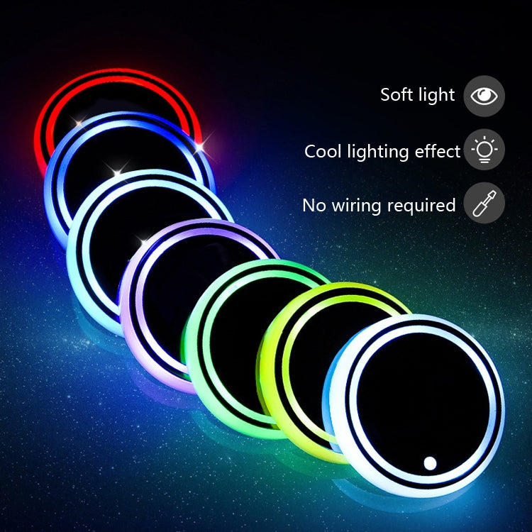 2 PCS Car LED Luminous Water Coaster Car Atmosphere Light USB Charging Non-Slip Coaster by buy2fix