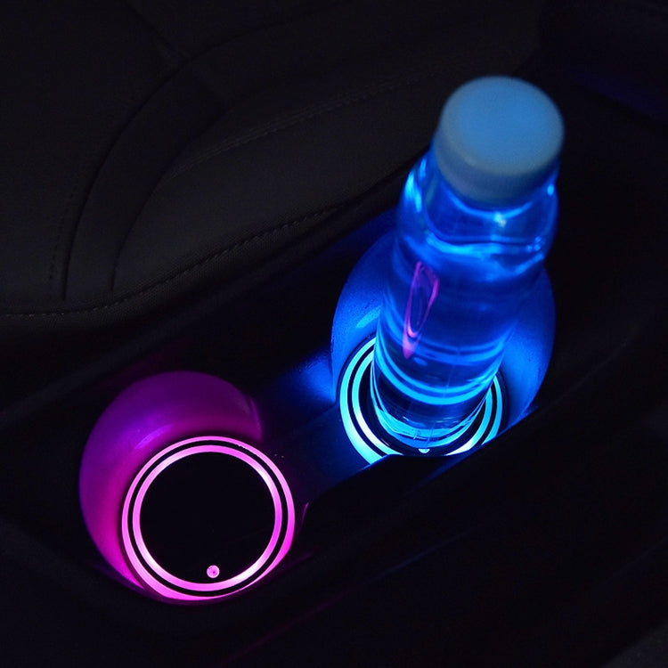 2 PCS Car LED Luminous Water Coaster Car Atmosphere Light USB Charging Non-Slip Coaster by buy2fix