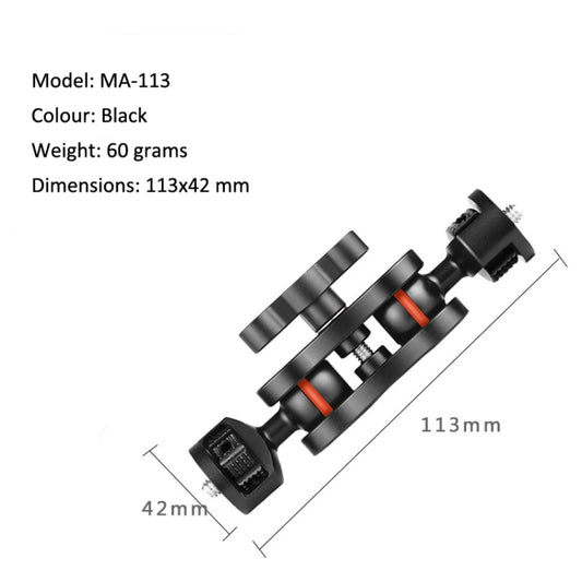 MA-113 Black YJ Magic Arm Bracket Mount 1/4 inch Ball Head Magic Arm - Camera Gimbal by buy2fix | Online Shopping UK | buy2fix