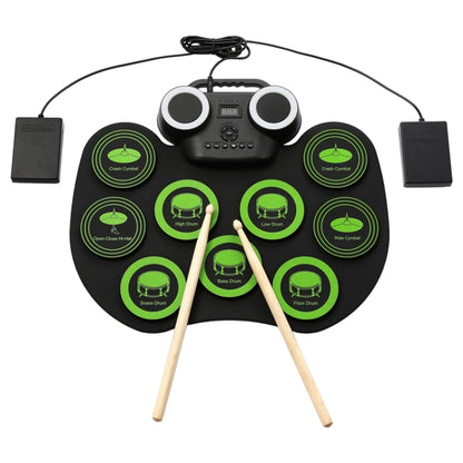 Portable Hand Roll Electronic Drum Flashing Light Bluetooth Drum(Icon Version + Black Green) by buy2fix