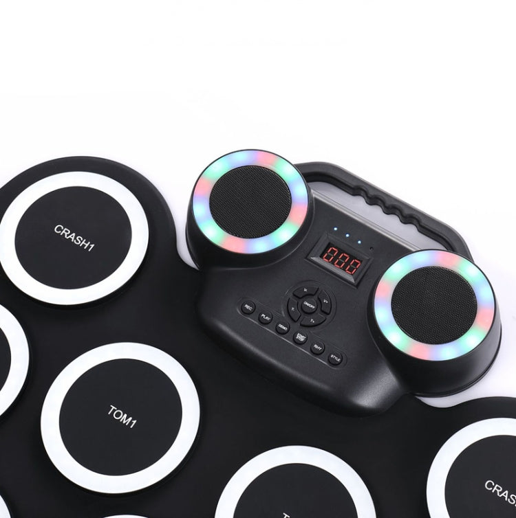 Portable Hand Roll Electronic Drum Flashing Light Bluetooth Drum(Icon Version + Black White) by buy2fix