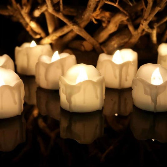 12 PCS/Box  LED Candle Electronic Tea Wax Simulation Tears Electronic Candle Light Wedding Decoration Candle Light(Warm White) - Candles & Candle Holders by buy2fix | Online Shopping UK | buy2fix