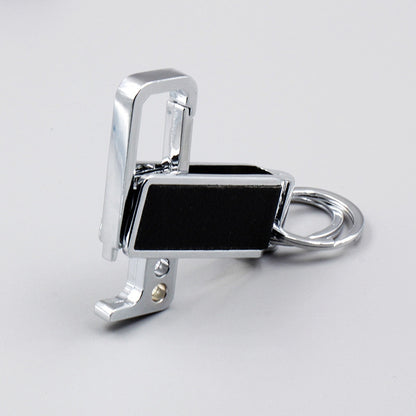 CS-012 3 PCS Lychee Pattern Leather Double Ring Corkscrew Keychain by buy2fix