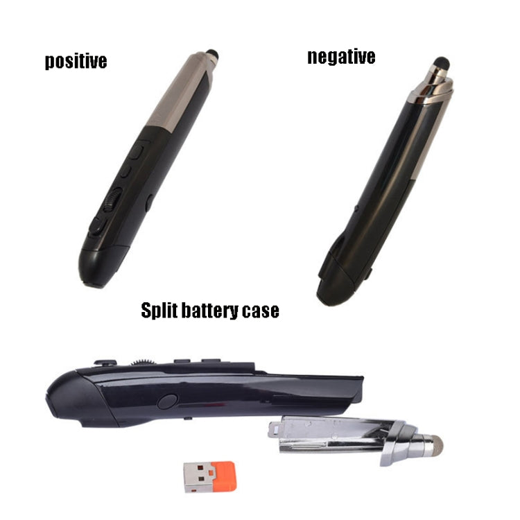 PR-08 1600DPI 6 Keys 2.4G Wireless Electronic Whiteboard Pen Multi-Function Pen Mouse PPT Flip Pen(Black) by buy2fix