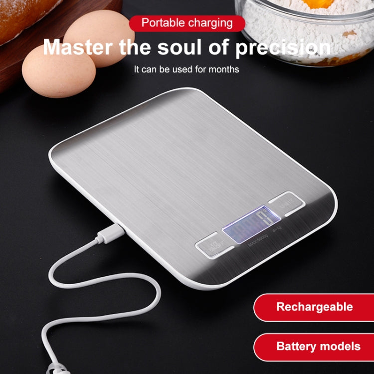 Stainless Steel Small Food Electronic Scale Kitchen Portable Baking Electronic Scale, Colour: 5kg/1g (Battery Model White) by buy2fix