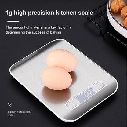 Stainless Steel Small Food Electronic Scale Kitchen Portable Baking Electronic Scale, Colour: 5kg/1g (Battery Model White) by buy2fix