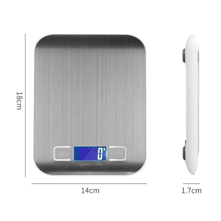 Stainless Steel Small Food Electronic Scale Kitchen Portable Baking Electronic Scale, Colour: 10kg/1g (Rechargeable White) by buy2fix