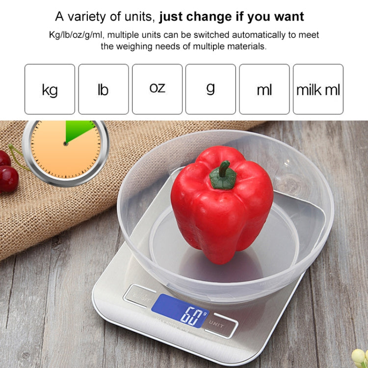 Stainless Steel Small Food Electronic Scale Kitchen Portable Baking Electronic Scale, Colour: 10kg/1g (Rechargeable White) by buy2fix