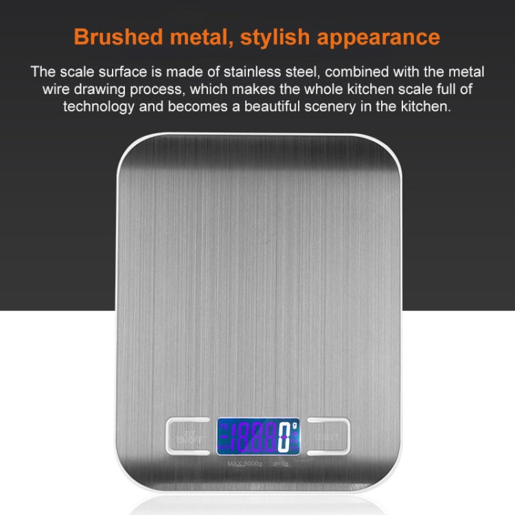 Stainless Steel Small Food Electronic Scale Kitchen Portable Baking Electronic Scale, Colour: 10kg/1g (Rechargeable White) by buy2fix