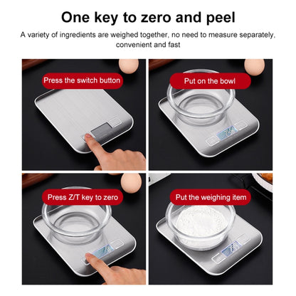 Stainless Steel Small Food Electronic Scale Kitchen Portable Baking Electronic Scale, Colour: 5kg/1g (Battery Model Rose Gold) by buy2fix