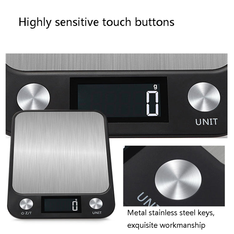 Small Kitchen Food Scale Stainless Steel Electronic Kitchen Scale 10kg/1g (Battery English Version Black) by buy2fix