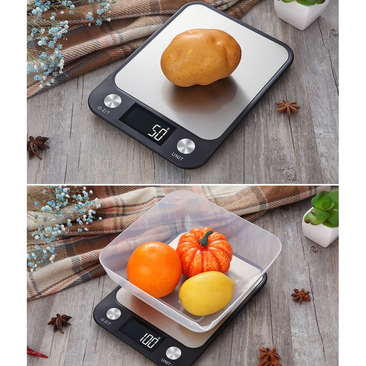 Small Kitchen Food Scale Stainless Steel Electronic Kitchen Scale 10kg/1g (Battery English Version Black) by buy2fix