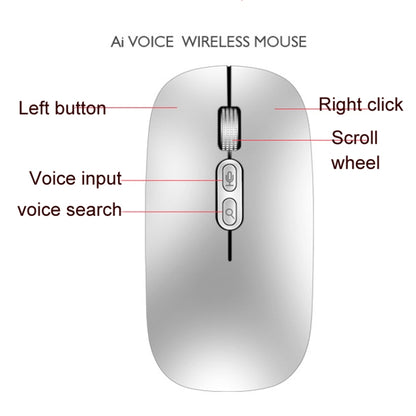 M103 1600DPI 5 Keys 2.4G Wireless Mouse Charging Ai Intelligent Voice Office Mouse, Support 28 Languages(Silver) - Wireless Mice by buy2fix | Online Shopping UK | buy2fix
