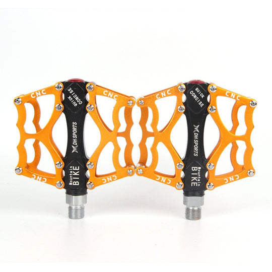 Bicycle Pedal Mountain Bike Aluminum Alloy Palin Pedal Non-Slip Bearing Pedal(901 Yellow)
