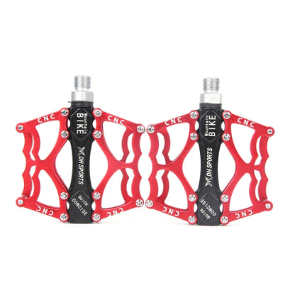 Bicycle Pedal Mountain Bike Aluminum Alloy Palin Pedal Non-Slip Bearing Pedal(901 Red) - Pedals by buy2fix | Online Shopping UK | buy2fix