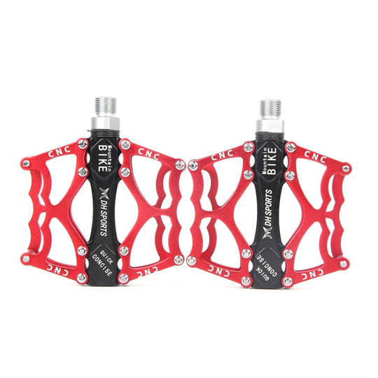 Bicycle Pedal Mountain Bike Aluminum Alloy Palin Pedal Non-Slip Bearing Pedal(901 Red)