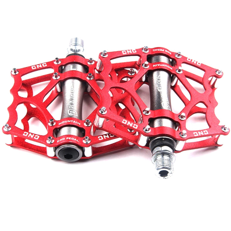 Bicycle Pedal Mountain Bike Aluminum Alloy Palin Pedal Non-Slip Bearing Pedal(901-2 Red) - Pedals by buy2fix | Online Shopping UK | buy2fix