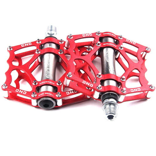 Bicycle Pedal Mountain Bike Aluminum Alloy Palin Pedal Non-Slip Bearing Pedal(901-2 Red) - Pedals by buy2fix | Online Shopping UK | buy2fix