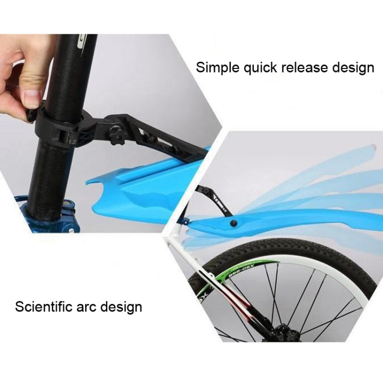 Bicycle Fender With LED Taillights Mountain Bike Fender Quick Release 26 Inch Riding Accessories(Blue) by buy2fix