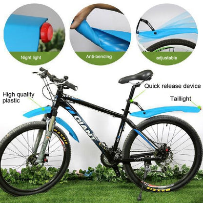 Bicycle Fender With LED Taillights Mountain Bike Fender Quick Release 26 Inch Riding Accessories(Orange) - Mudguards by buy2fix | Online Shopping UK | buy2fix