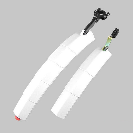 Bicycle Telescopic Folding Mudguard  27.5 Inch Extended Water Retaining LED Taillight(White) - Mudguards by buy2fix | Online Shopping UK | buy2fix
