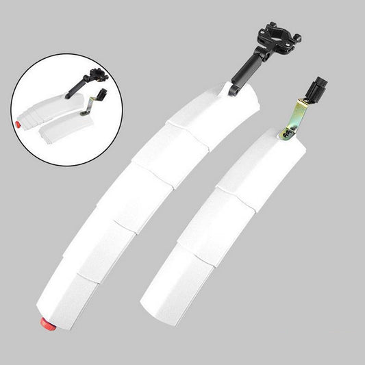 Bicycle Telescopic Folding Mudguard  27.5 Inch Extended Water Retaining LED Taillight(White) - Mudguards by buy2fix | Online Shopping UK | buy2fix