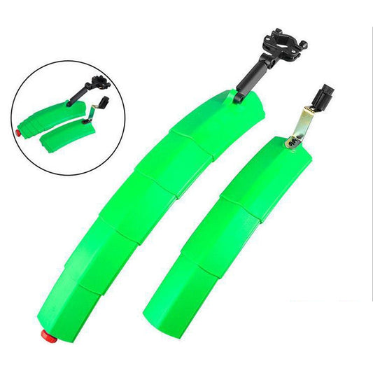 Bicycle Telescopic Folding Mudguard  27.5 Inch Extended Water Retaining LED Taillight(Green) - Mudguards by buy2fix | Online Shopping UK | buy2fix